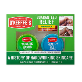 O'Keeffe's giftbox front packaging showing all three products for easy gifting