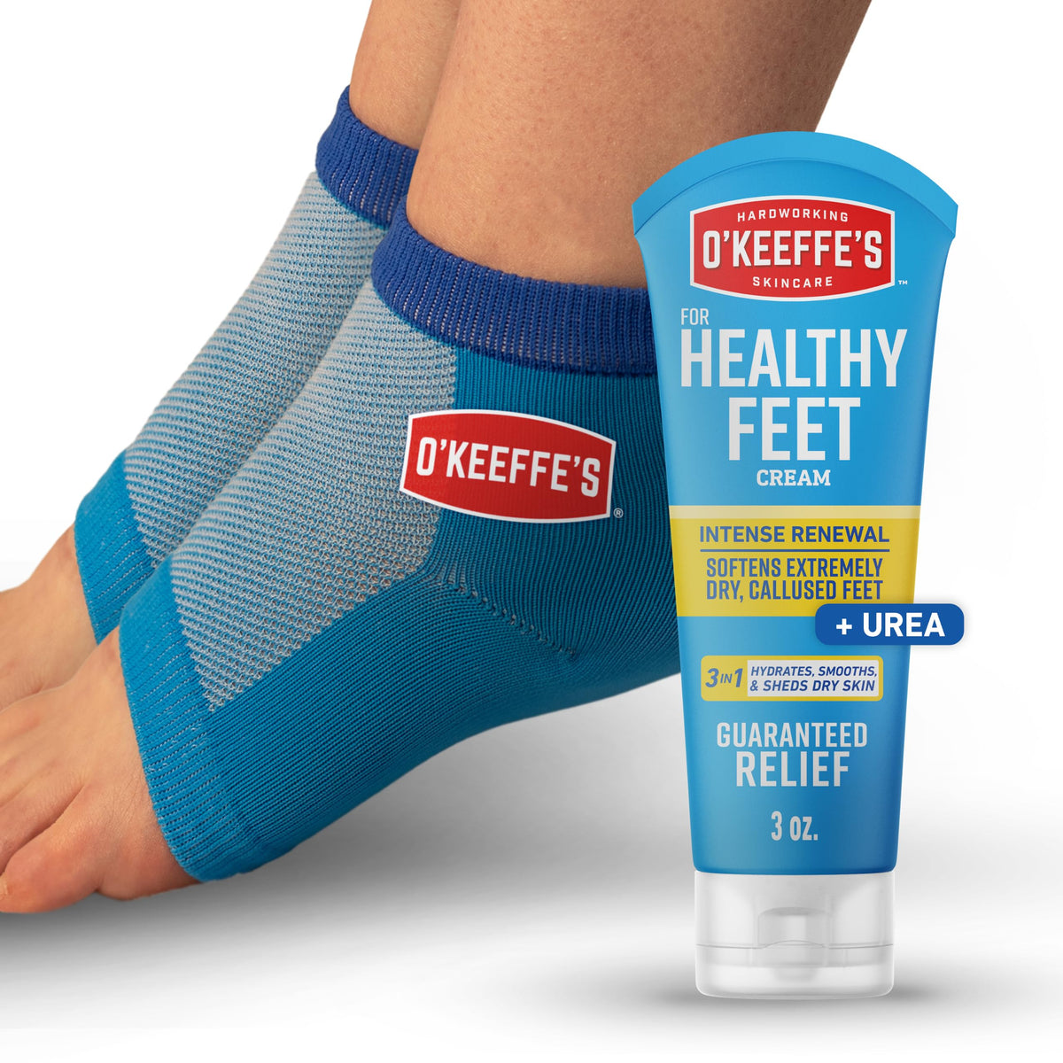 O'Keeffe's kit front packaging showing product and sleeve benefits