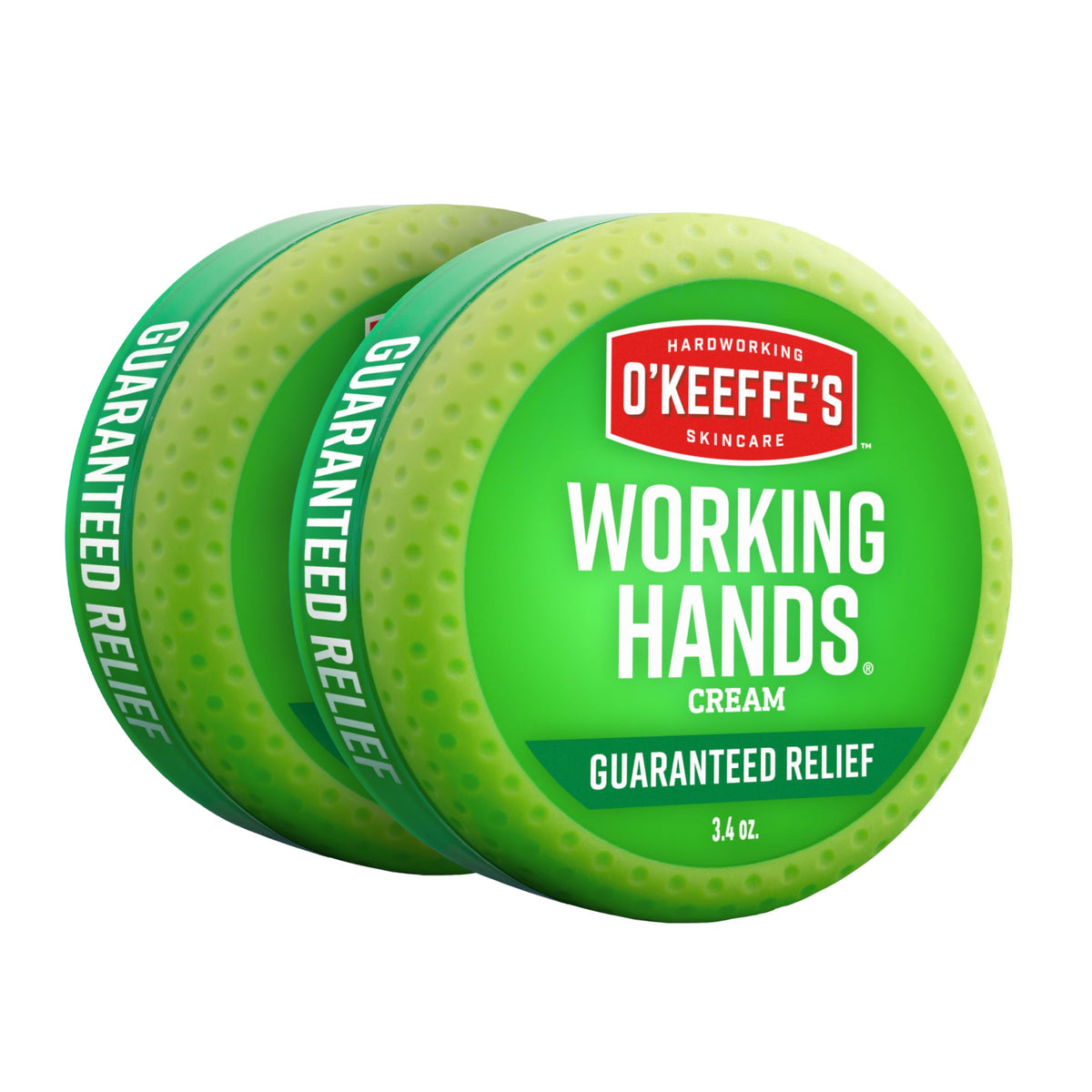 O'Keeffe's jar front view showing clear label and fast relief benefit