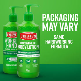 O'Keeffe's close-up of label listing key ingredients and fragrance-free benefit