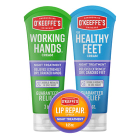 O'Keeffe's combo front packaging showing all three products for easy gifting