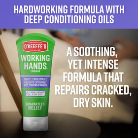 O'Keeffe's cream texture spread on skin showing non-greasy absorption