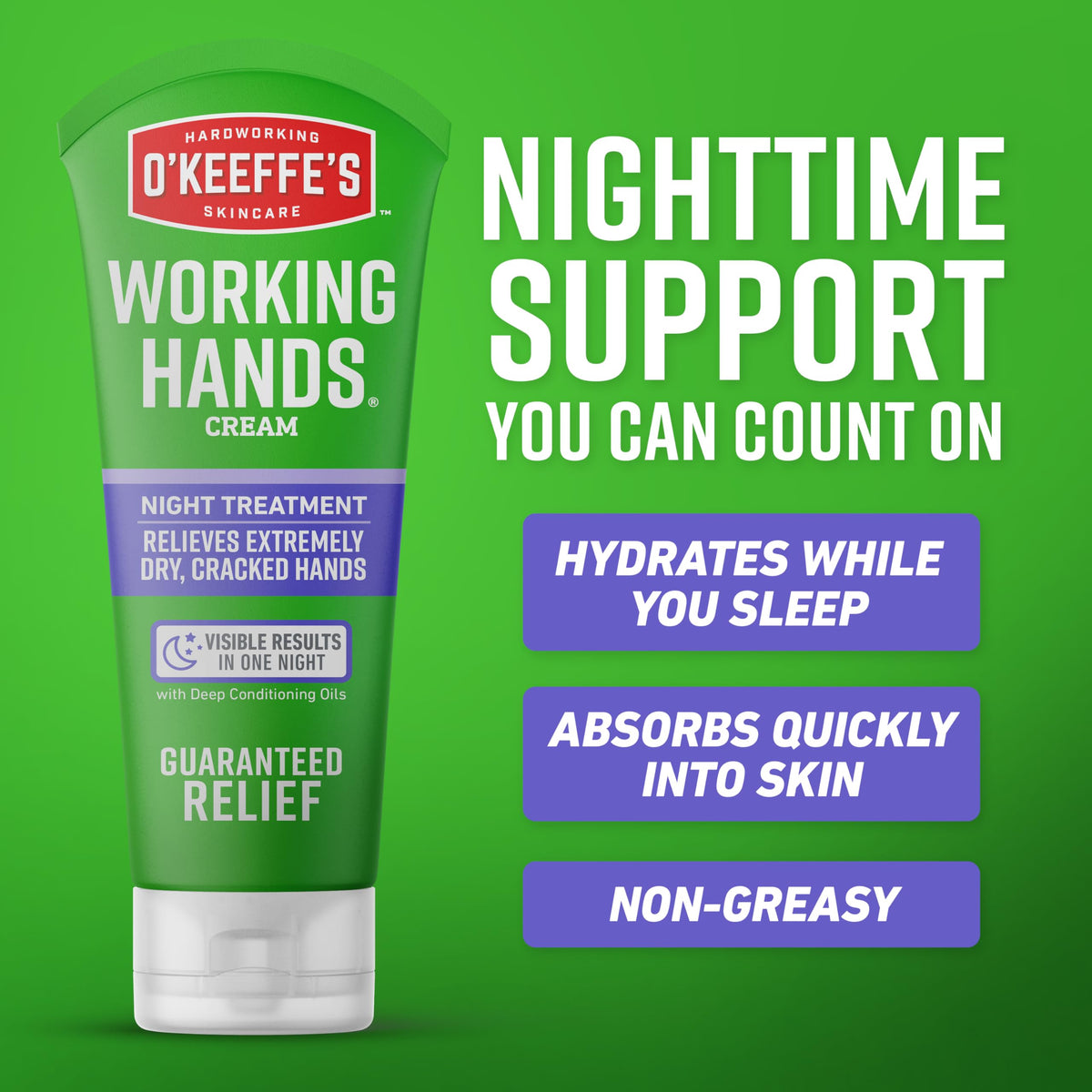 O'Keeffe's tube in hand showing 7 oz size for long-lasting supply