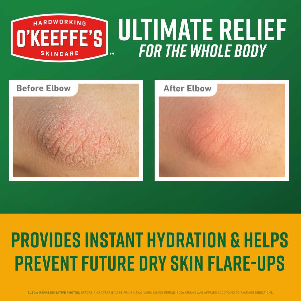 O'Keeffe's open cap with cream texture close-up showing rich hydration benefit