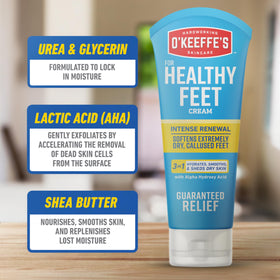 O'Keeffe's open tube displaying creamy texture and consistency for easy application benefit