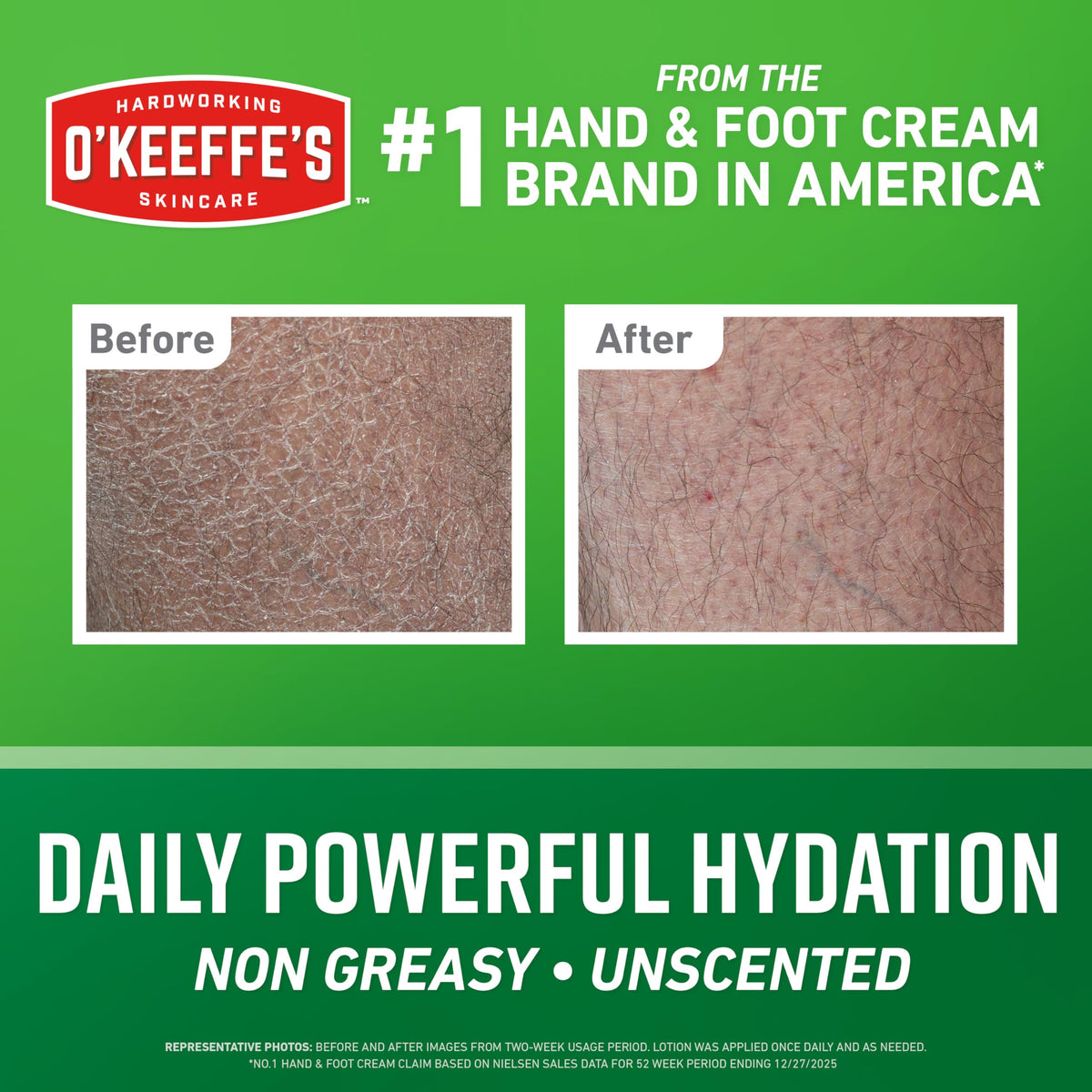 O'Keeffe's pump dispensing lotion with quick-absorb benefit visible in action