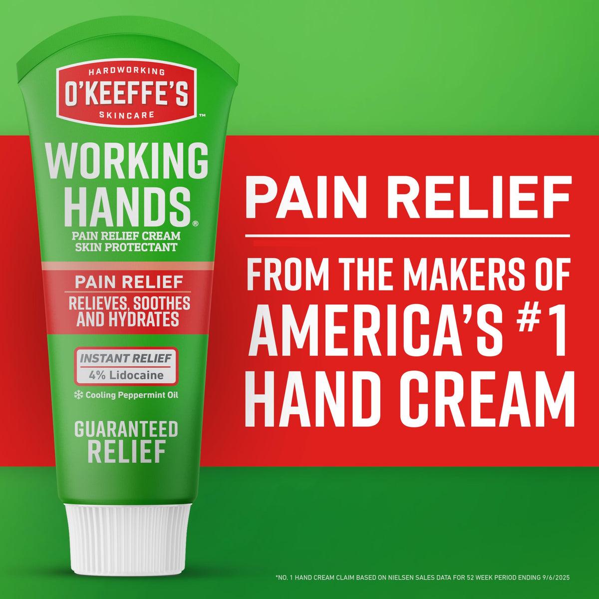 O'Keeffe's tube held in hand for scale to show portable 3oz convenience