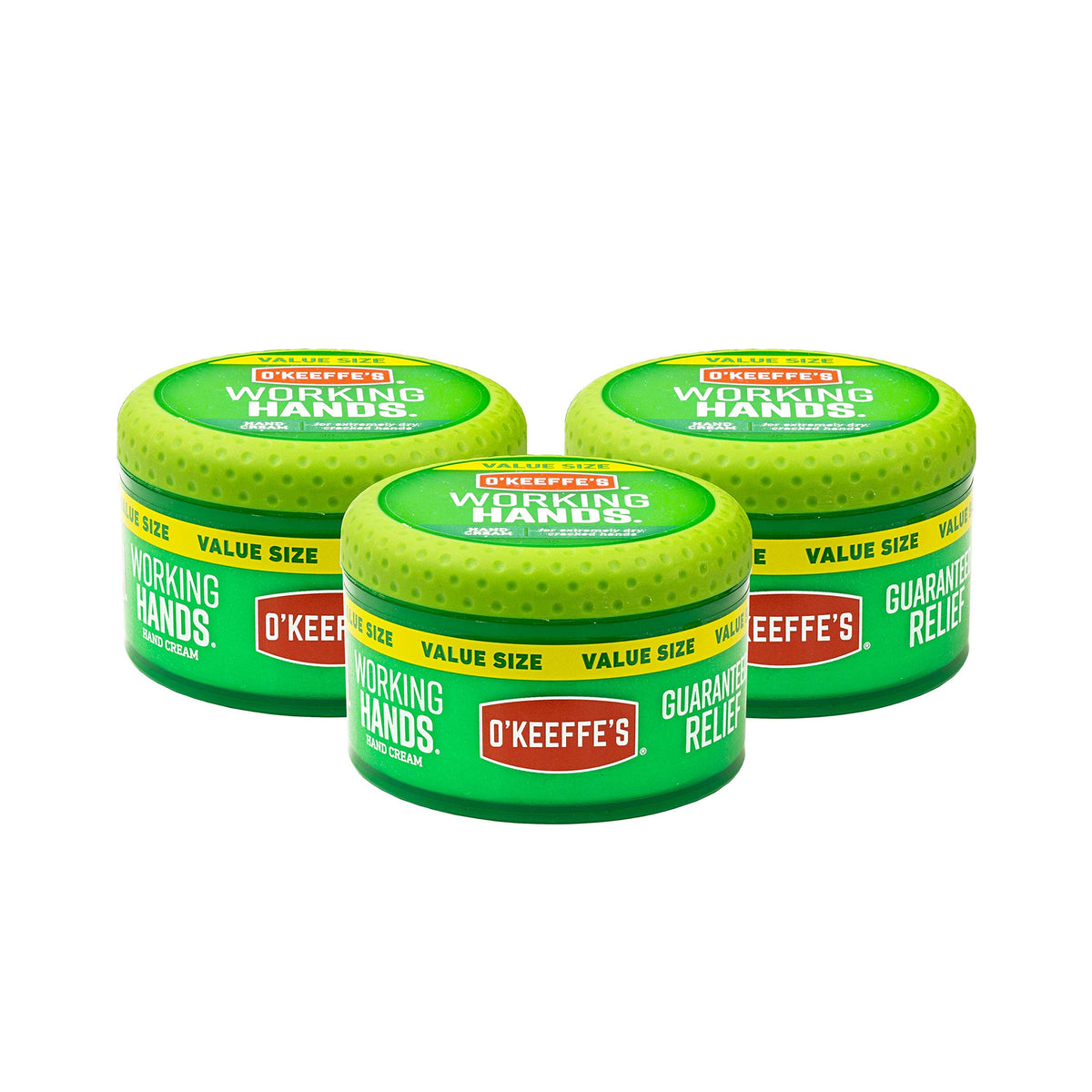 O'Keeffe's jar front label showing product and repair benefit