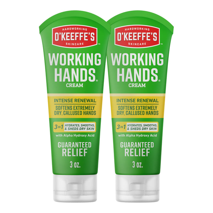 O'Keeffe's front packaging showing two tubes, highlights relief