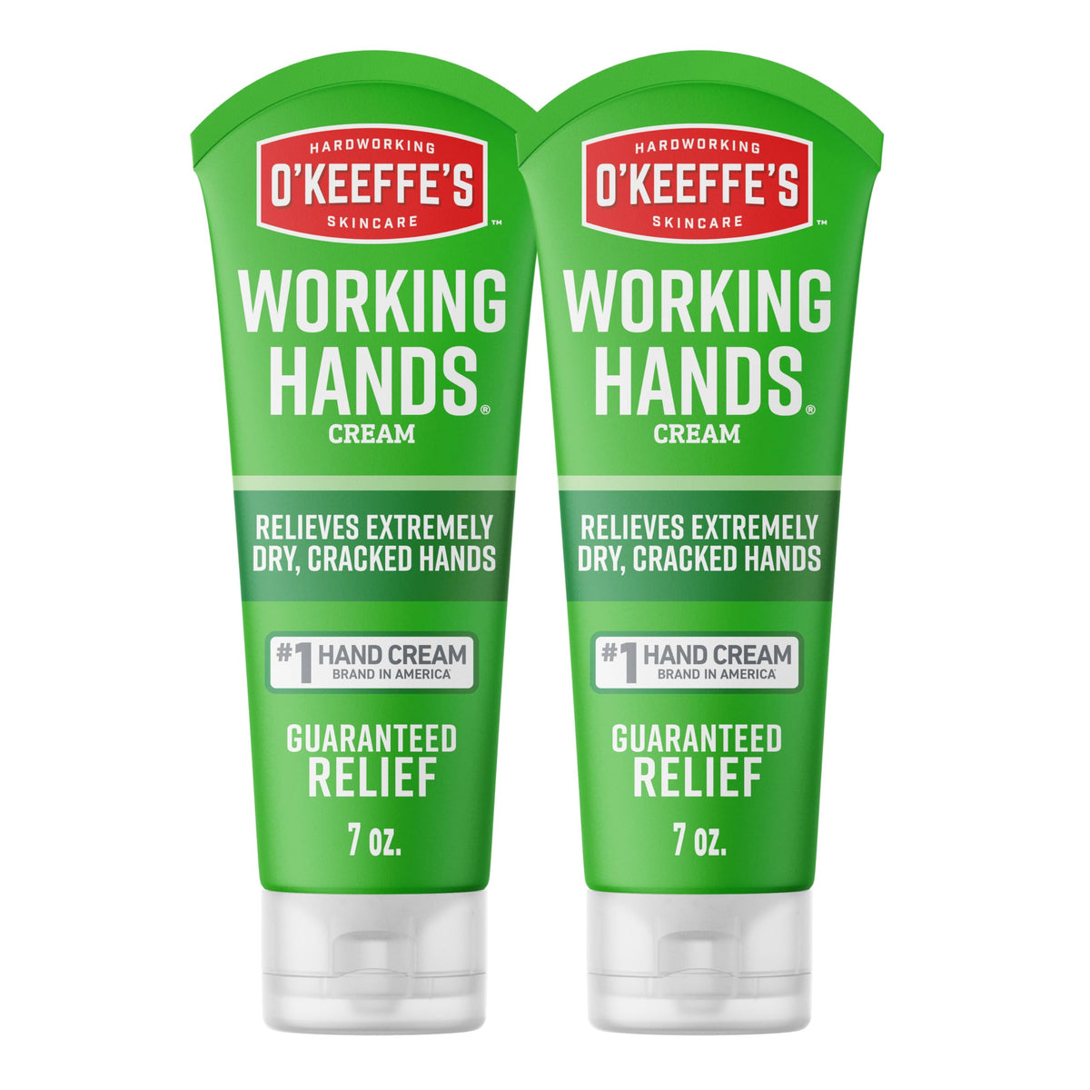 O'Keeffe's front view of 7 oz tube showing brand and size, fast relief