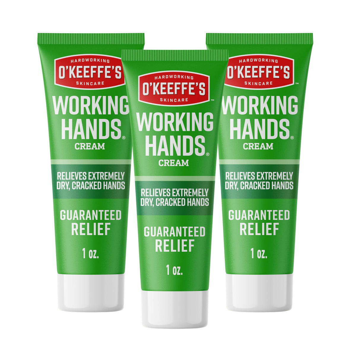 O'Keeffe's tube front view showing brand and travel friendly design