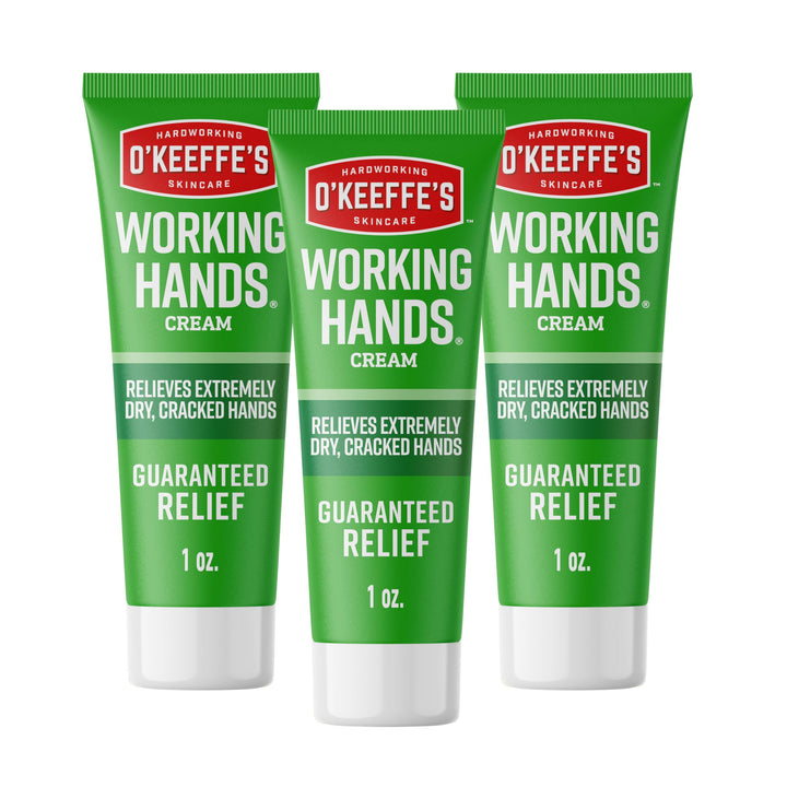 O'Keeffe's tube front view showing brand and travel friendly design