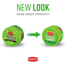O'Keeffe's hand cream in use on dry hands showing protective relief