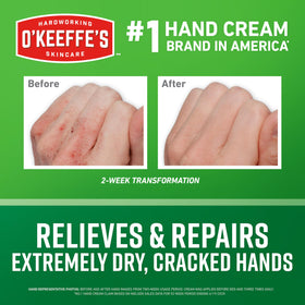 O'Keeffe's open cap and cream texture demonstrating non-greasy absorption