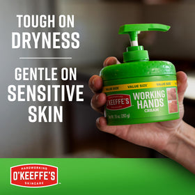 O'Keeffe's pump action being pressed for mess-free dispensing and quick application