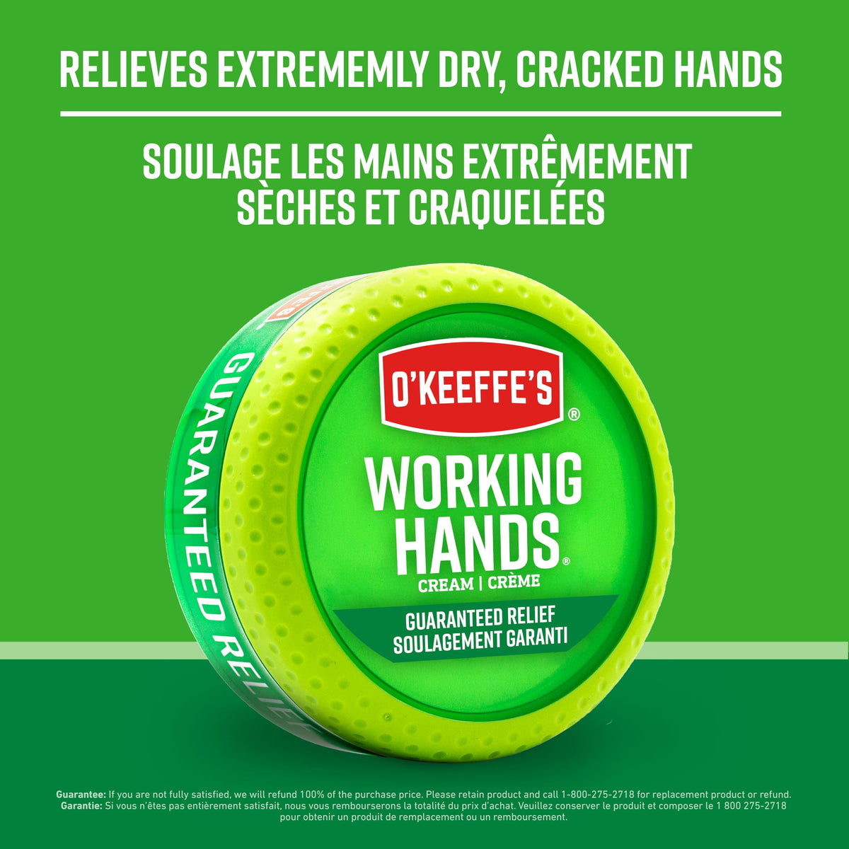 O'Keeffe's tube next to a hand for scale illustrating the 6.8oz portable size advantage