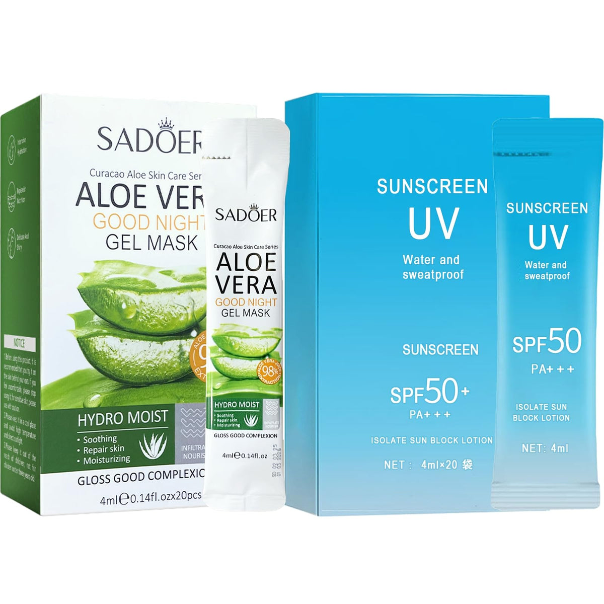 Okerker front packaging showing compact sunscreen and aloe set for easy gifting