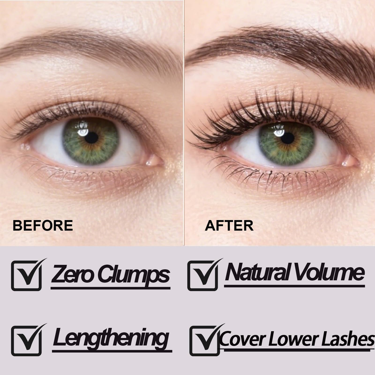 Okerker lower lash precision use showing neat coating of tiny lower lashes