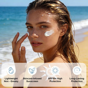 Okerker sunscreen texture on skin demonstrating lightweight finish