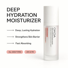 OKOA cream texture close-up highlighting smooth, fast-absorbing finish