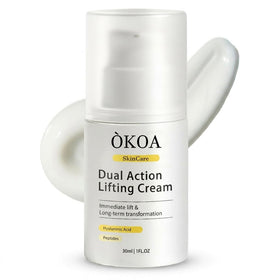 ÓKOA Skincare jar front view showing sleek packaging and firming benefits