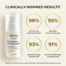ÓKOA Skincare peptides and hyaluronic ingredient visual highlighting hydration benefit