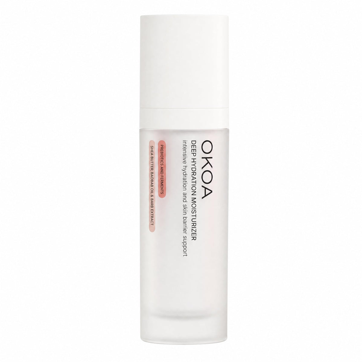 OKOA front jar view showing sleek packaging and moisturizing benefits