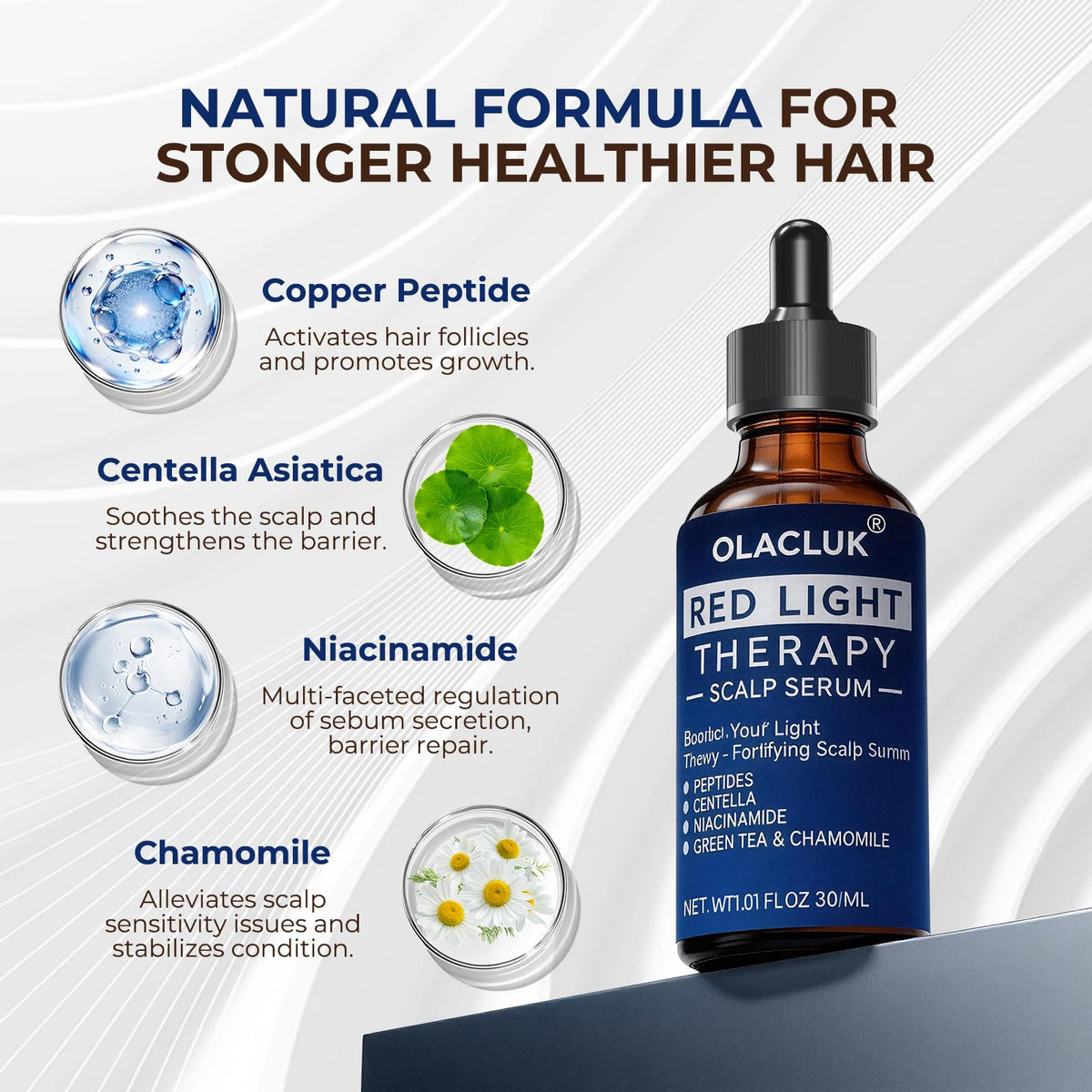 OLACLUK close-up of serum texture highlighting fast absorption benefit