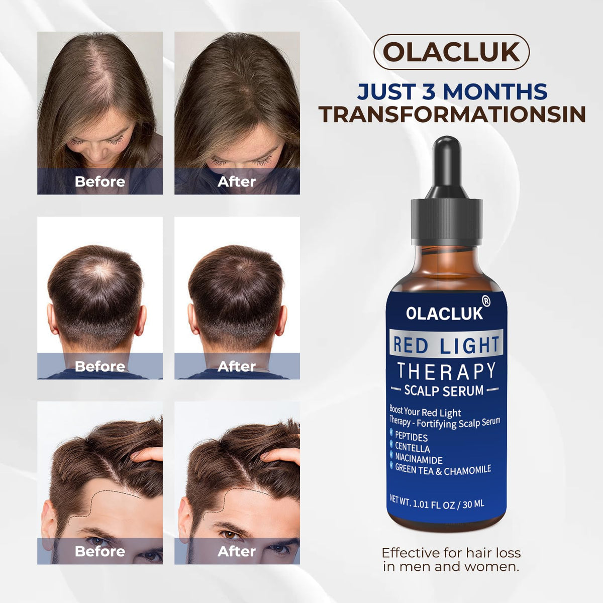 OLACLUK ingredient label detail showing peptides and botanicals benefit