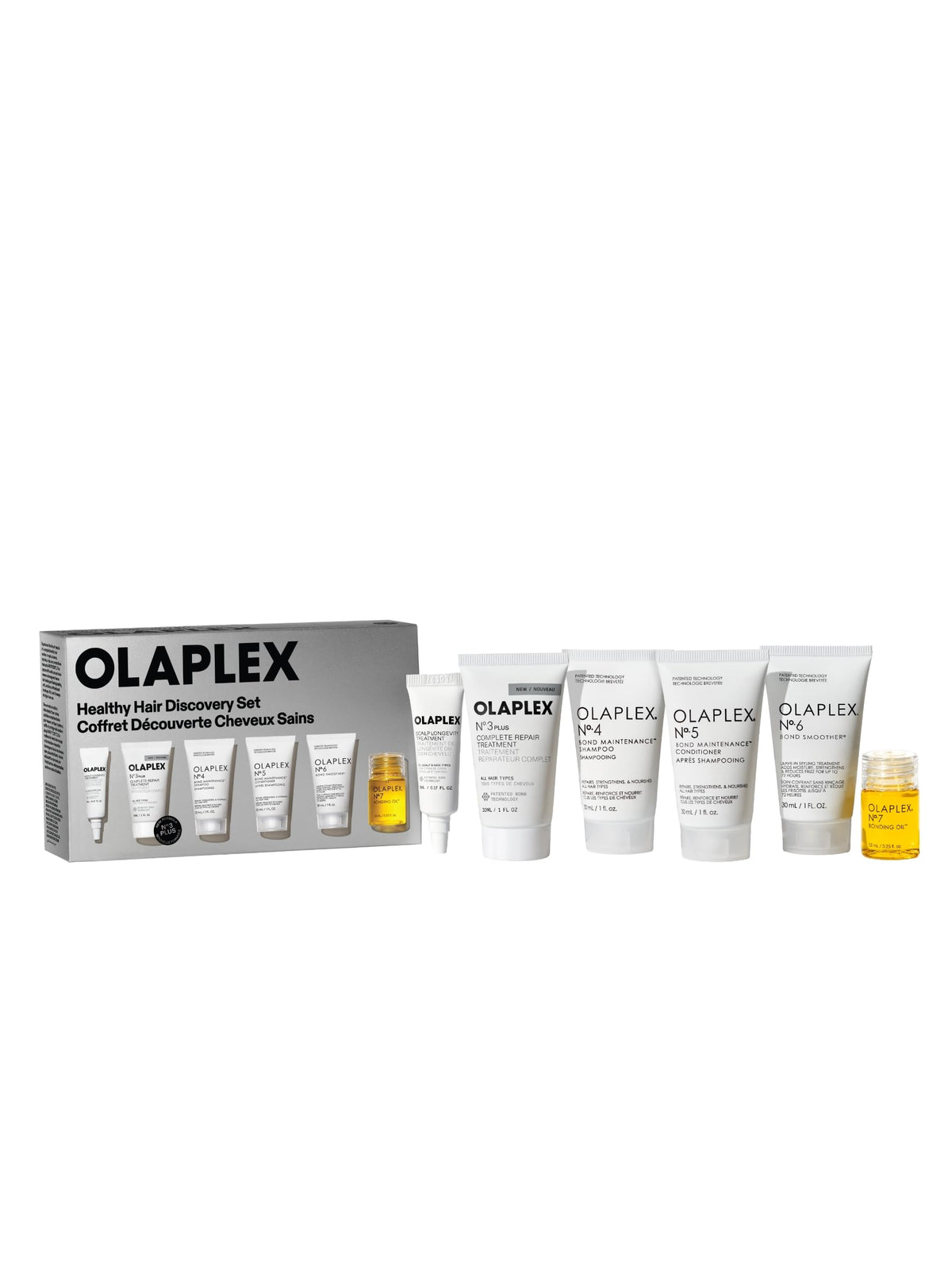 Olaplex discovery set front view shows full kit and easy routine benefits