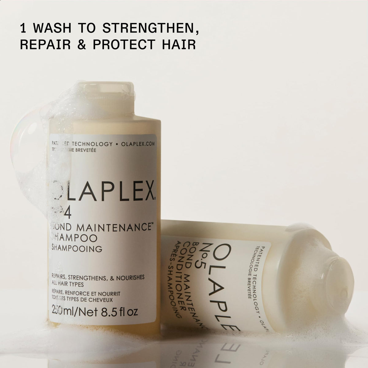 Olaplex N°0.5 serum pump detail indicating targeted scalp and strand softening