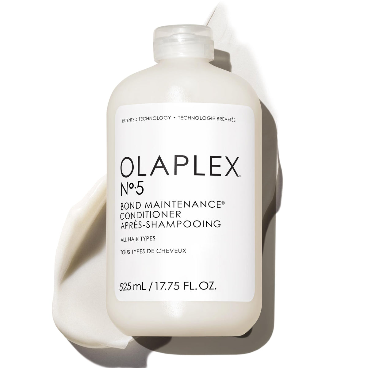 Olaplex Nº.5 front packaging showing 525ml bottle and label, clear product identity and size