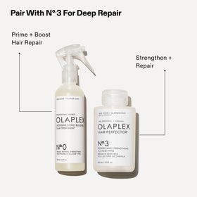 Olaplex N°.0 paired with No.3 showing the two-step repair system