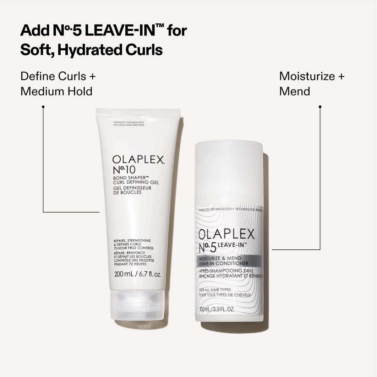 Olaplex Nº.10 applied to damp curls showing detangling benefit