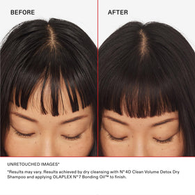 Olaplex Nº.4D being sprayed at roots to absorb oil and add lift