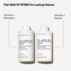 Olaplex Nº.4 FINE next to Nº.5 FINE illustrating complementary repair benefit