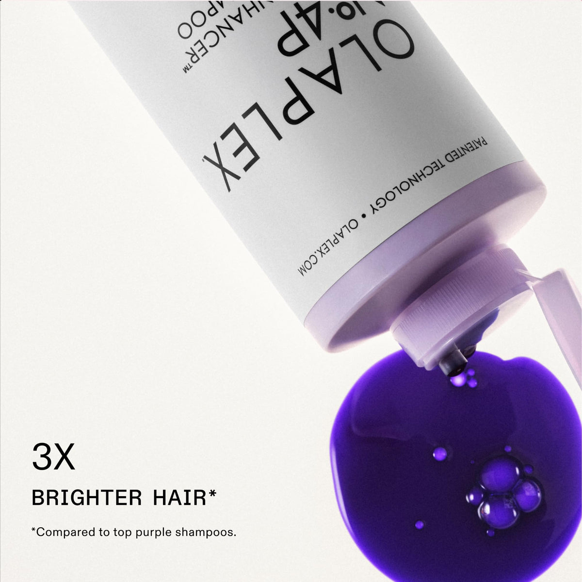 Olaplex Nº.4P shampoo pouring texture highlighting concentrated formula benefit