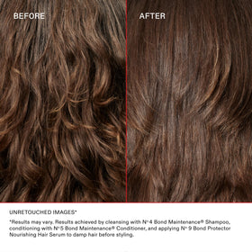 Rinsed hair after Olaplex Nº.5 showing smooth, shiny results and reduced frizz