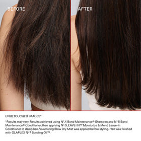 Before and after ends with Olaplex Nº.5 reducing split-end appearance