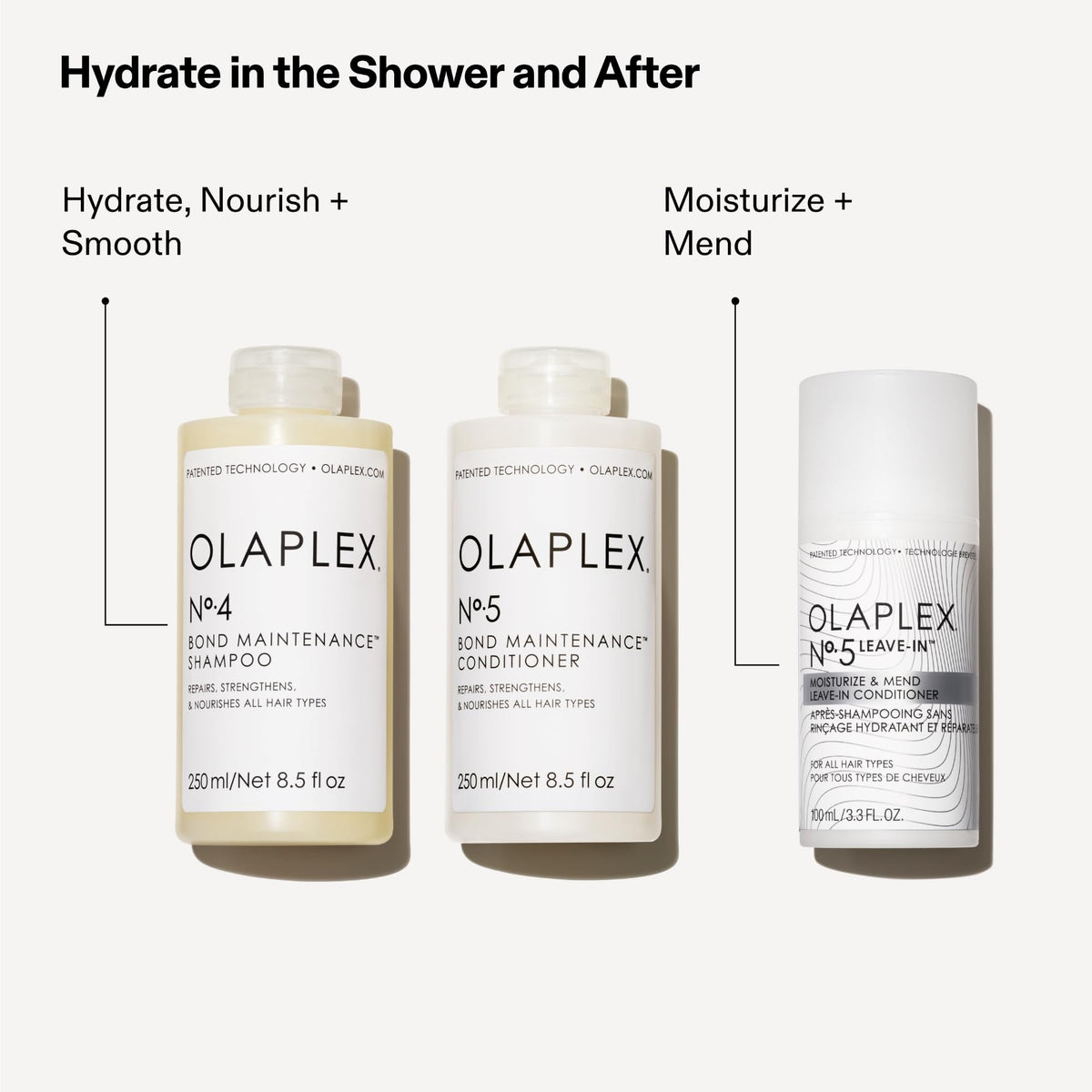 Blow-dried hair styled after Olaplex Nº.5 showing smooth frizz control