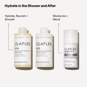 Blow-dried hair styled after Olaplex Nº.5 showing smooth frizz control