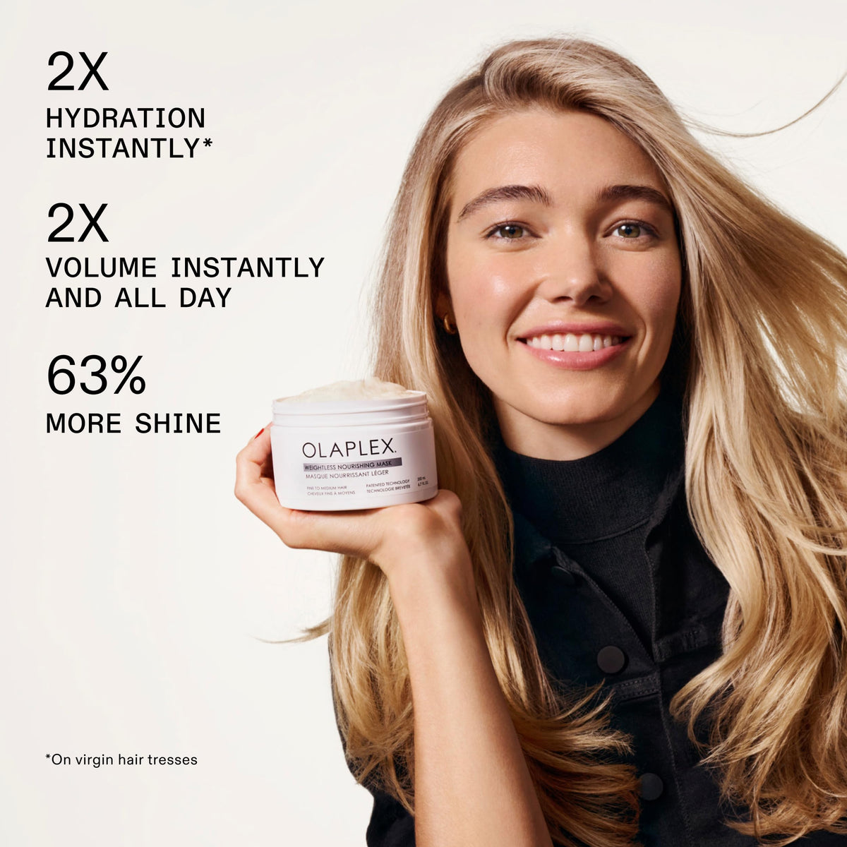 Olaplex mask cream texture close-up revealing lightweight hydration