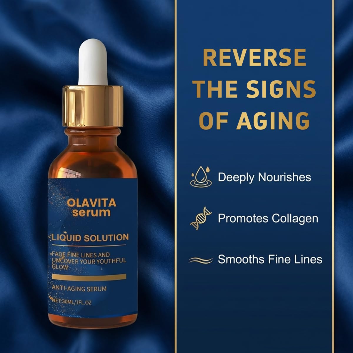 Olavita Serum dropper and cap detail illustrating precise, hygienic use benefit