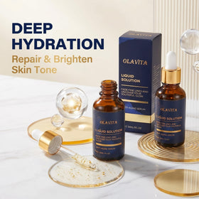OLAVITA dropper dispensing clear serum, shows precise application benefit
