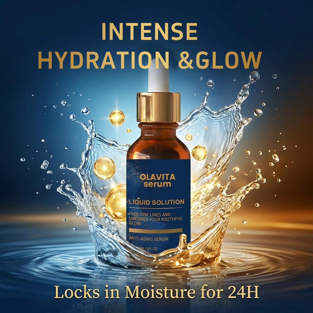 Olavita Serum close-up droplet texture highlighting fast absorption benefit