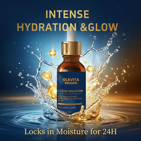 Olavita Serum close-up droplet texture highlighting fast absorption benefit