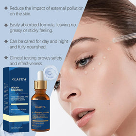 OLAVITA dropper close-up showing serum texture and quick absorption
