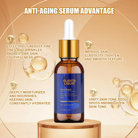 Olavita Liquid label close-up highlighting vitamins C and E benefits