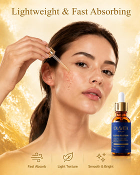 Olavita serum application on face showing hydrated, smooth finish
