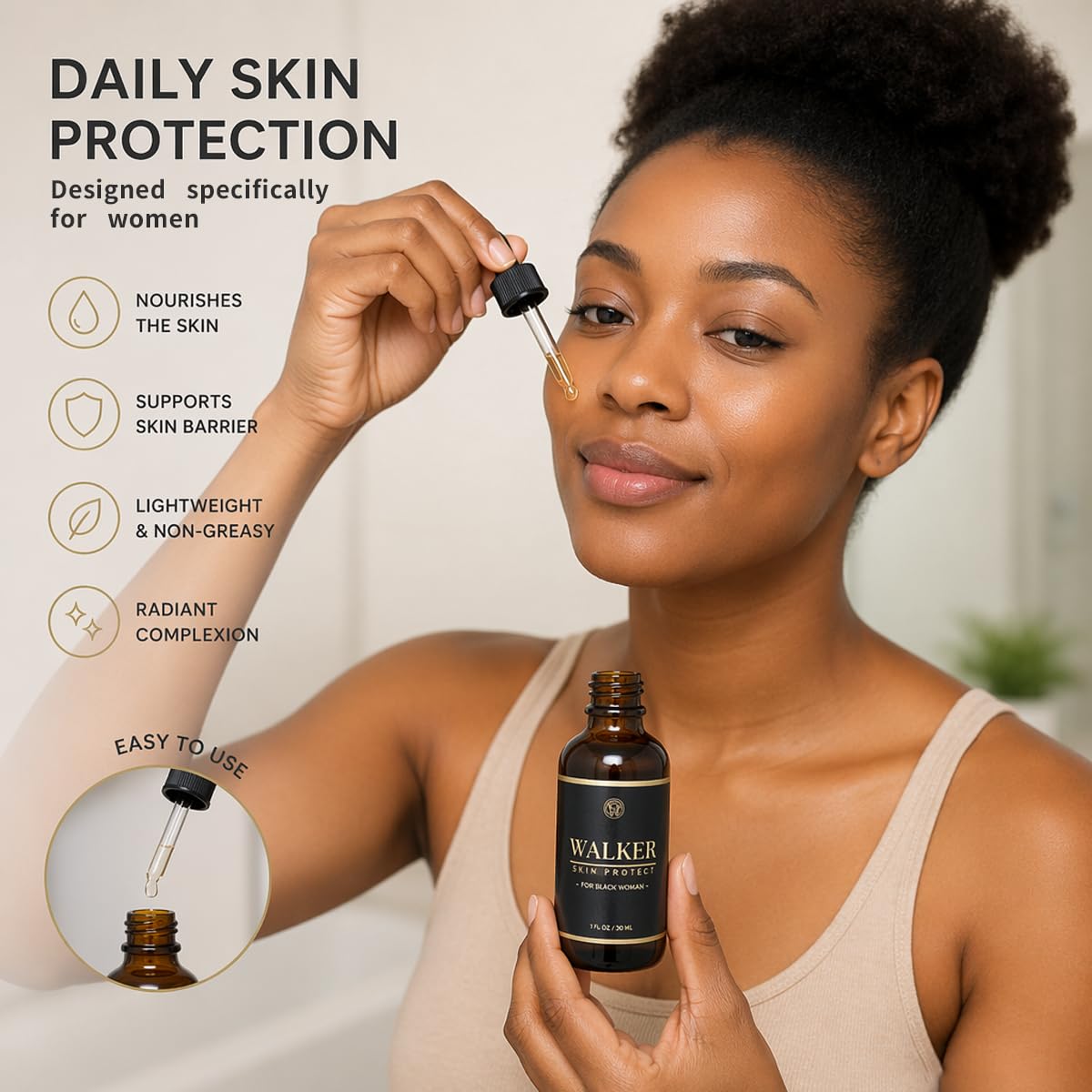 Olavita Walker Skin Protect Serum label closeup showing ingredient list and mineral-rich formulation clarity